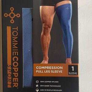 Tommie Copper Sport Men's Compression Full Leg Sleeve — Blue